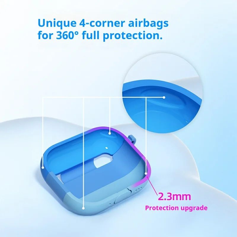 AirPods Pro 3 Hülle Farbverlauf Tri-Farben Silikon 2,3 mm Dicke Kopfhörer-Abdeckung mit Karabiner - Pink