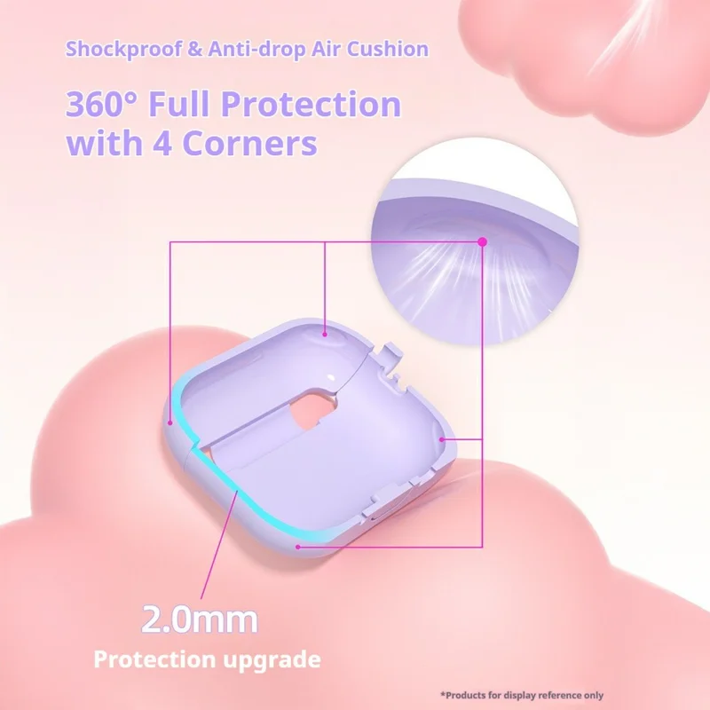 For AirPods Pro 3 Case Butterfly Pattern 2.0mm Thick Silicone Earphones Cover with Carabiner - Orange