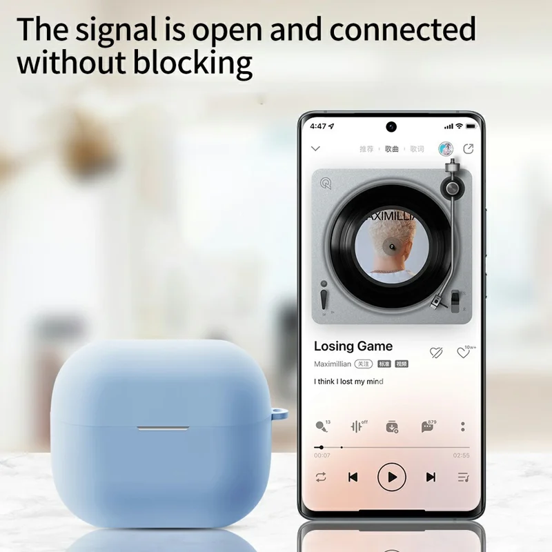 For Samsung Galaxy Buds3 FE Silicone Case Wireless Earphone Anti-Scratch Protective Cover with Carabiner - White