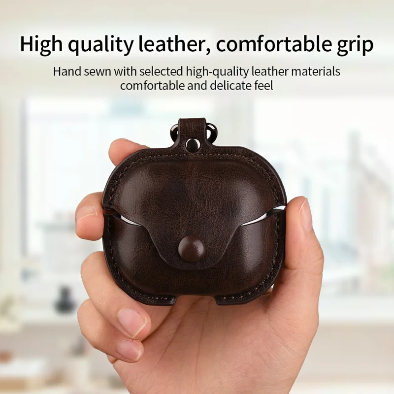 For Samsung Galaxy Buds3 FE Earphone Case Business Leather + PC Protective Cover - Dark Brown