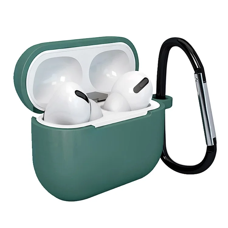 Cubierta de Silicona de Caja Protectora de Auriculares Bluetooth Con Carabinero Para Apple AirPods 3 - Verde