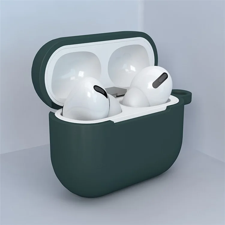 Cubierta de Silicona de Caja Protectora de Auriculares Bluetooth Con Carabinero Para Apple AirPods 3 - Verde