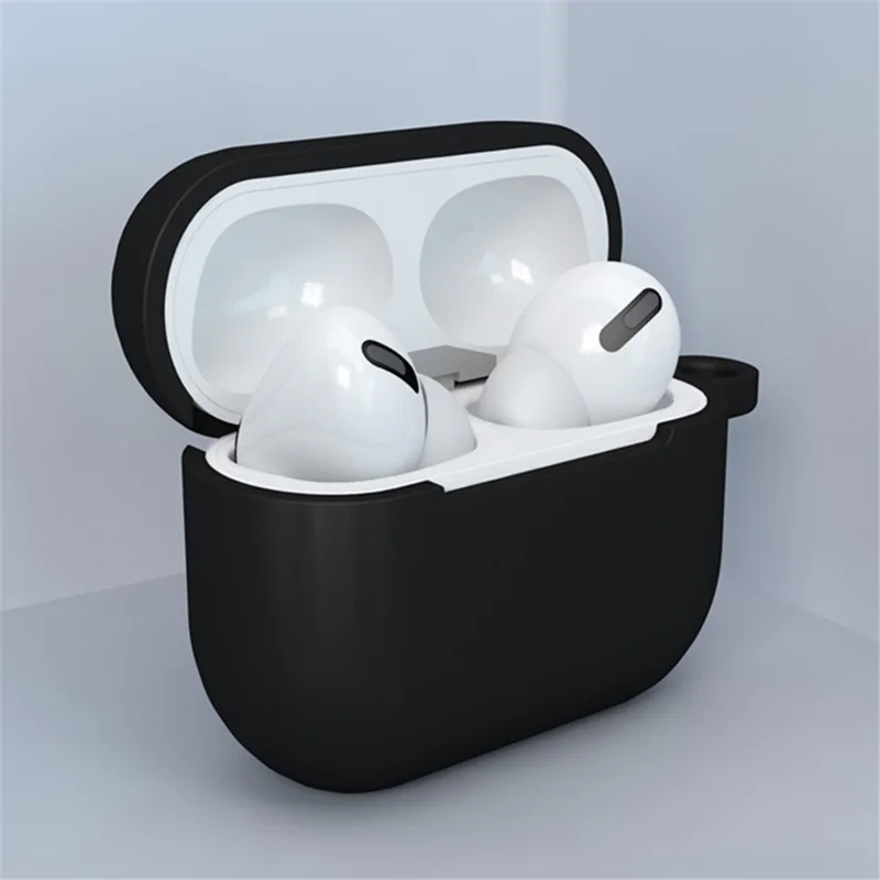 Bluetooth-compatible Earphone Protective Case Silicone Cover with Carabiner for Apple AirPods 3 - Black