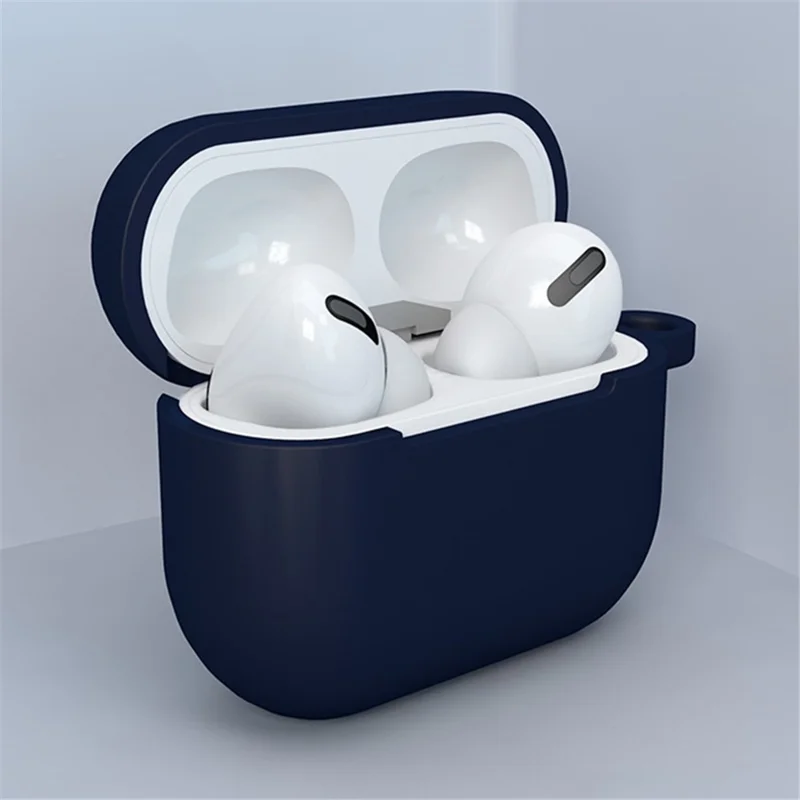 Bluetooth-compatible Earphone Protective Case Silicone Cover with Carabiner for Apple AirPods 3 - Blue