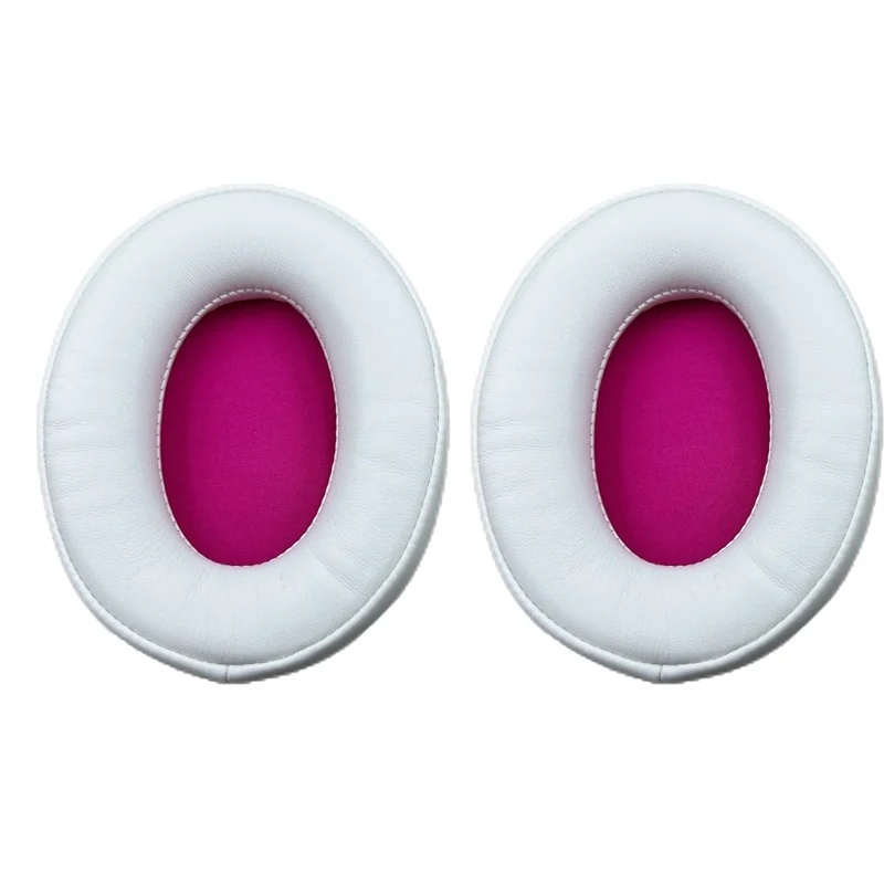 JZF-568 1 Pair Ear Pads for Hyperx Cloud III / II / Alpha / Flight / Stinger Protein Leather Headphone Earpad Cushion - White  /  Rose