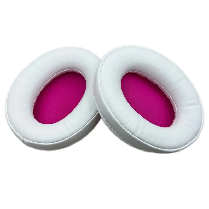 JZF-568 1 Pair Ear Pads for Hyperx Cloud III / II / Alpha / Flight / Stinger Protein Leather Headphone Earpad Cushion - White  /  Rose