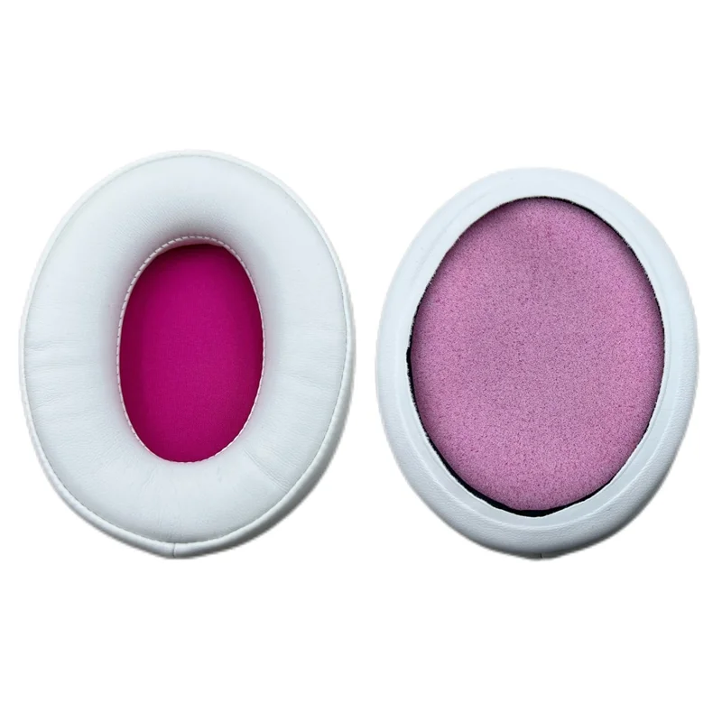 JZF-568 1 Pair Ear Pads for Hyperx Cloud III / II / Alpha / Flight / Stinger Protein Leather Headphone Earpad Cushion - White  /  Rose