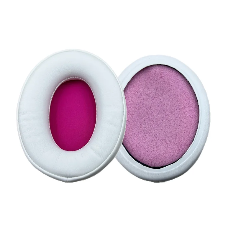 JZF-568 1 Pair Ear Pads for Hyperx Cloud III / II / Alpha / Flight / Stinger Protein Leather Headphone Earpad Cushion - White  /  Rose