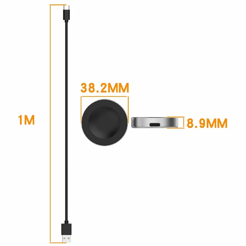 Smart Watch Charger for Huawei Watch GT 6 Pro 46mm / Watch GT 6 / Watch Fit 4 Pro  /  Fit 4  /  Watch 5 46mm  /  42mm Metal Shell Magnetic Charging Dock with Splittable Cable - Black