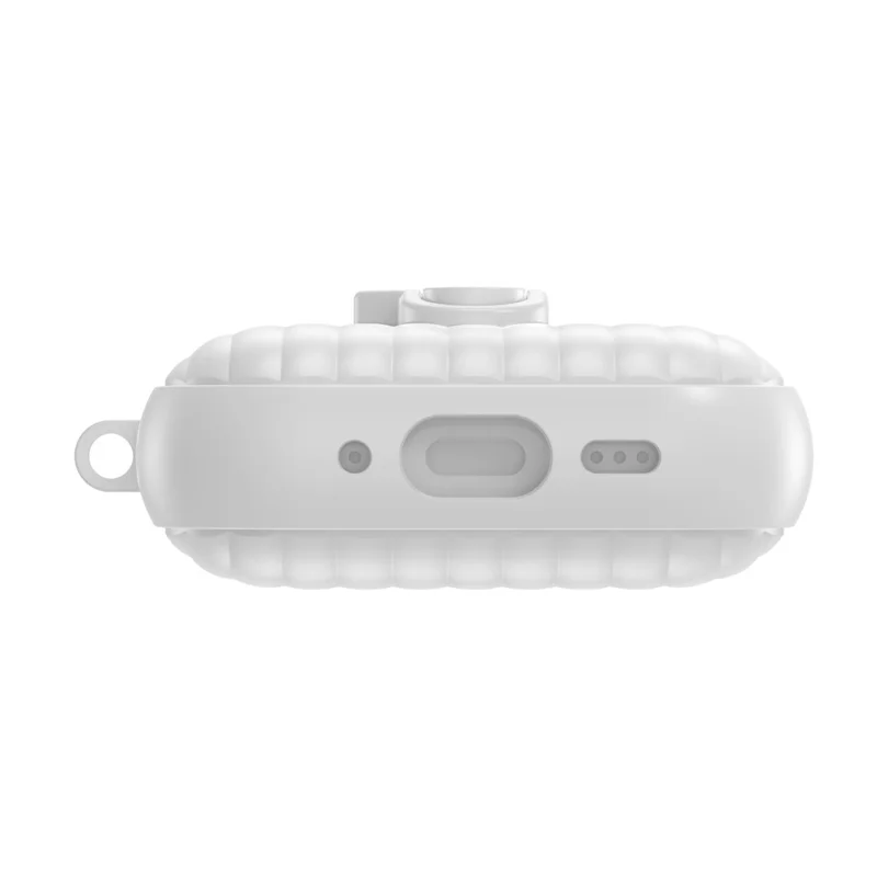 Funda protectora de PC + TPU para auriculares AirPods Pro 3, con textura de cáscara y hebilla de bloqueo, color blanco