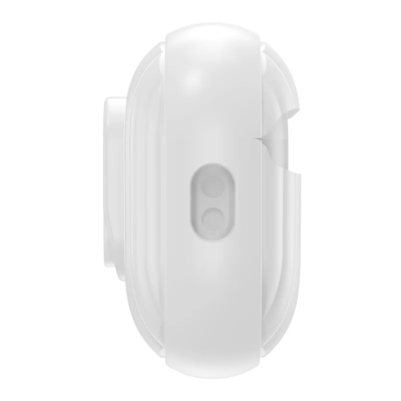 Funda protectora de PC + TPU para auriculares AirPods Pro 3, con textura de cáscara y hebilla de bloqueo, color blanco