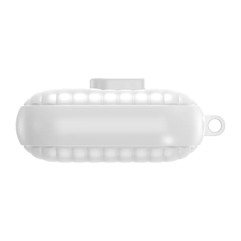 Funda protectora de PC + TPU para auriculares AirPods Pro 3, con textura de cáscara y hebilla de bloqueo, color blanco