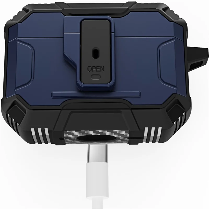 Per AirPods Pro 3 Custodia a prova di caduta in TPU + PC con apertura a un clic e gancio - Blu