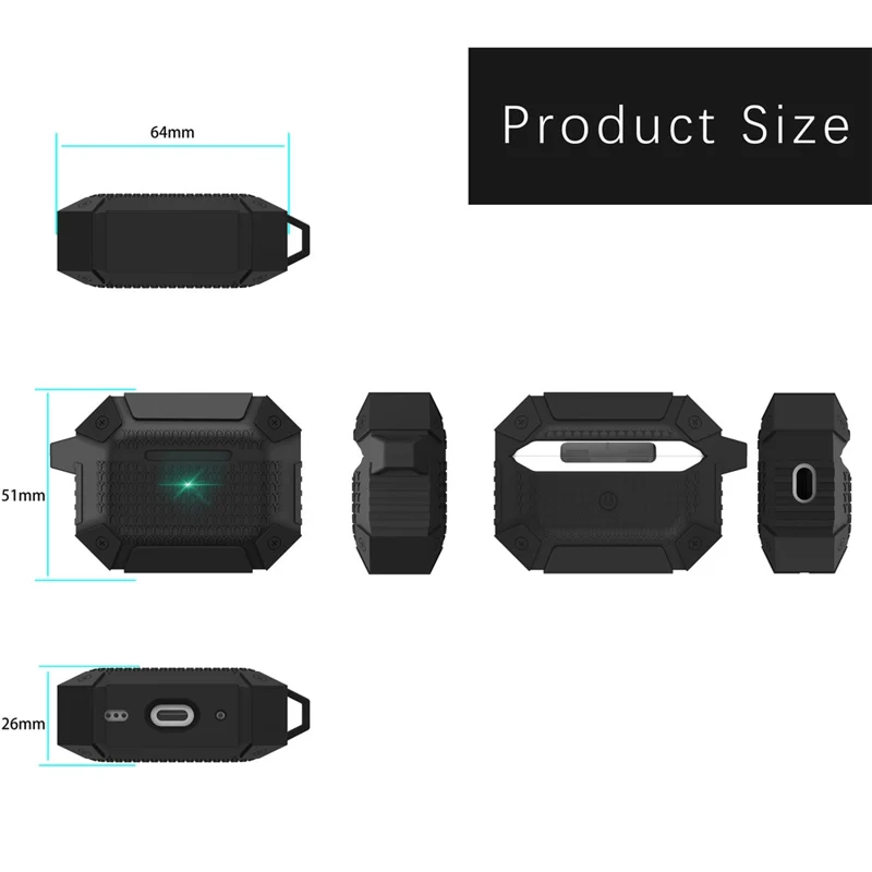 Funda protectora de TPU con gancho para AirPods Pro 3, color negro