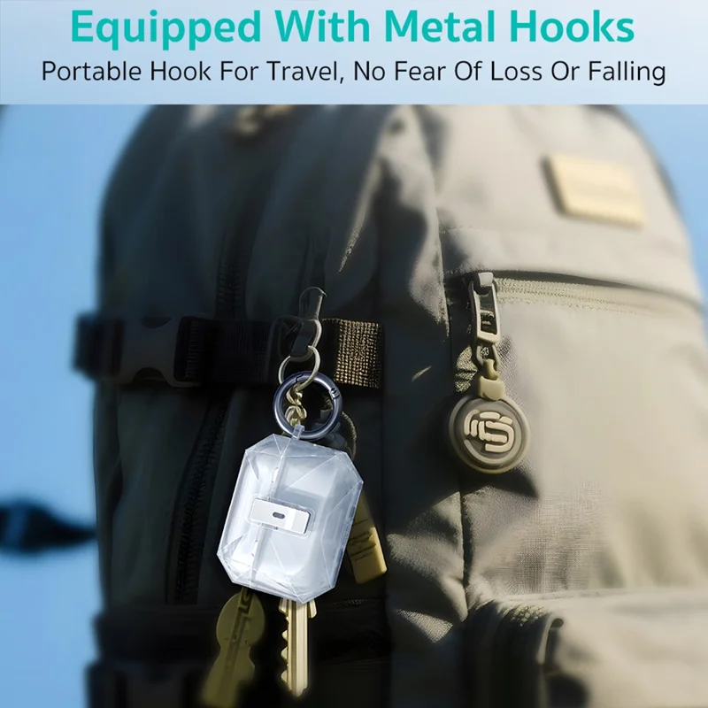 COTECI For AirPods Pro 3 Diamond Protective Case Anti Drop Locking PC Earbuds Cover with Metal Hook - Transparent