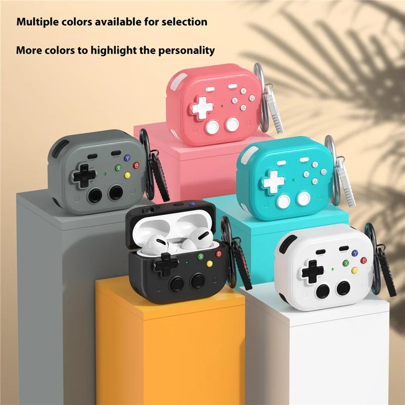 For AirPods Pro 3 Case Vintage Game Console Style Hard PC Earphone Cover with Heart Pendant - Black