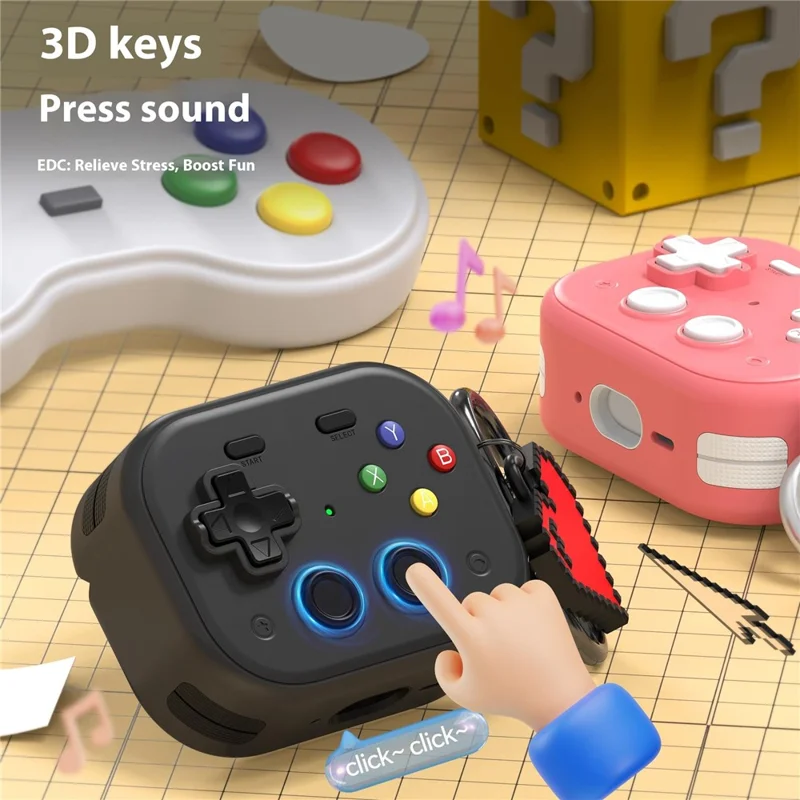 For AirPods Pro 3 Case Vintage Game Console Style Hard PC Earphone Cover with Heart Pendant - Black