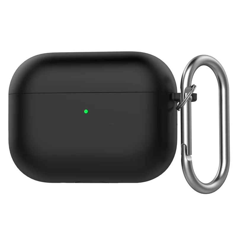 For AirPods Pro 3 Silicone Case 1.6mm Ultra Thin Earphone Protective Cover with Carabiner - Black