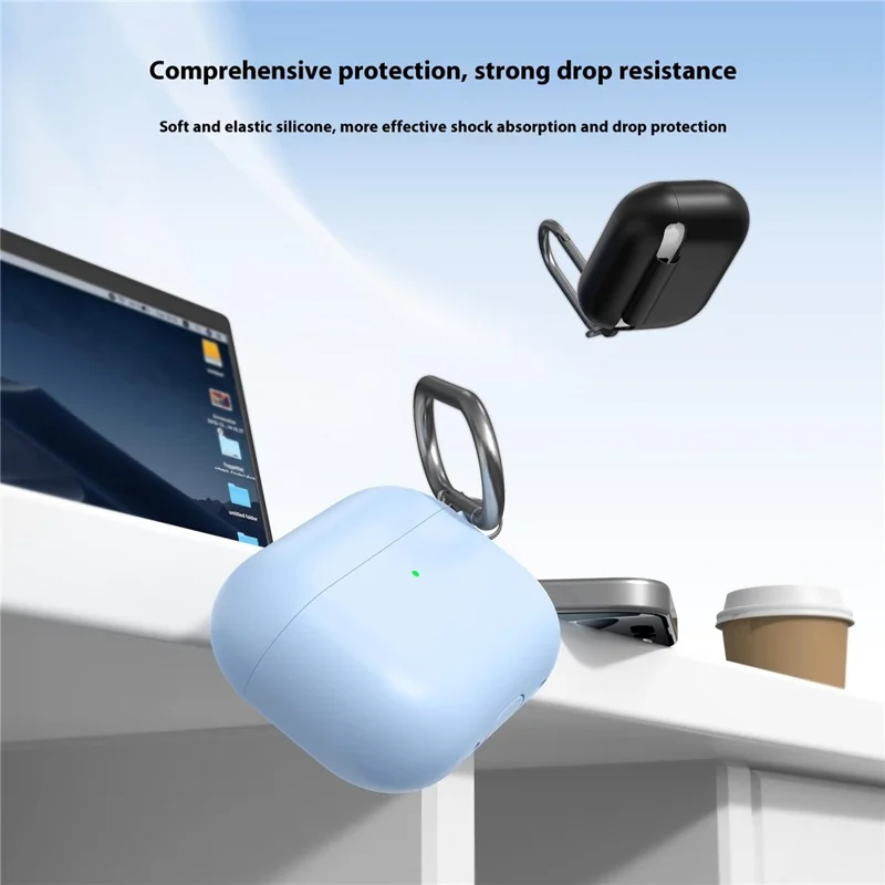 For AirPods Pro 3 Silicone Case 1.6mm Ultra Thin Earphone Protective Cover with Carabiner - Black