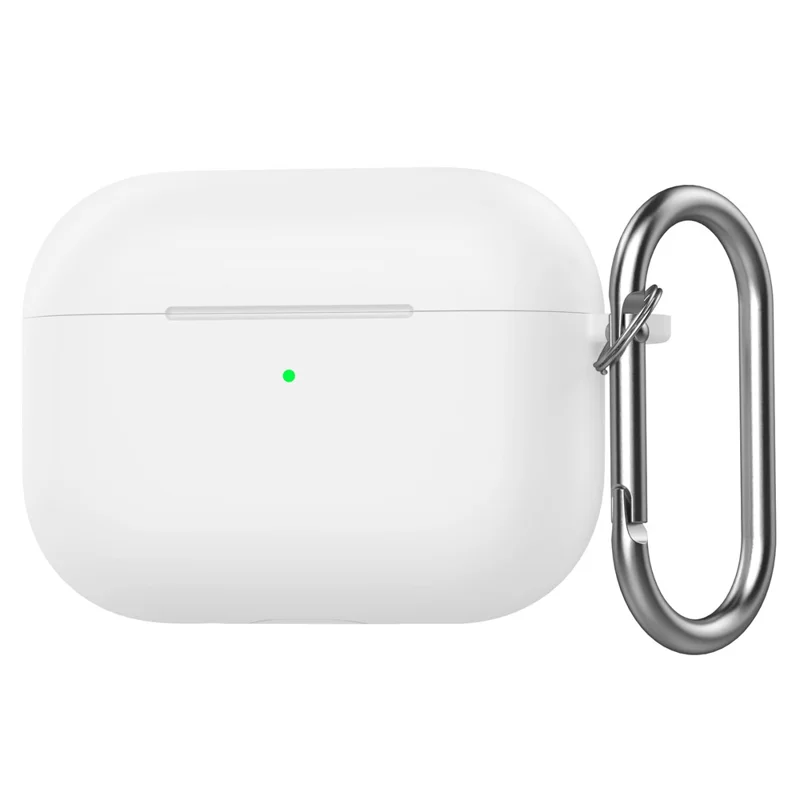 For AirPods Pro 3 Silicone Case 2.3mm Earphone Protective Cover with Carabiner - White