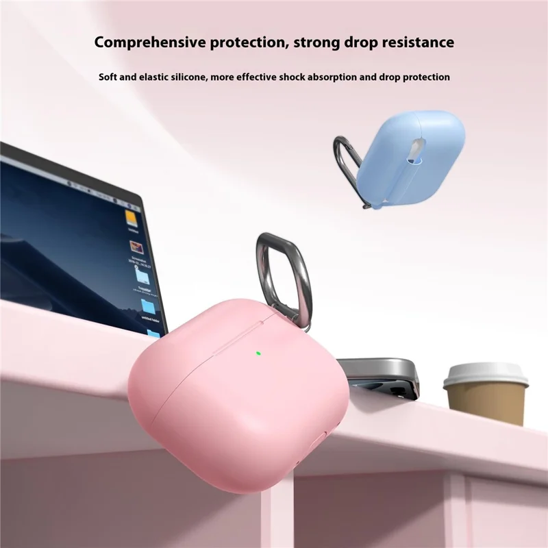 For AirPods Pro 3 Silicone Case 2.3mm Earphone Protective Cover with Carabiner - White