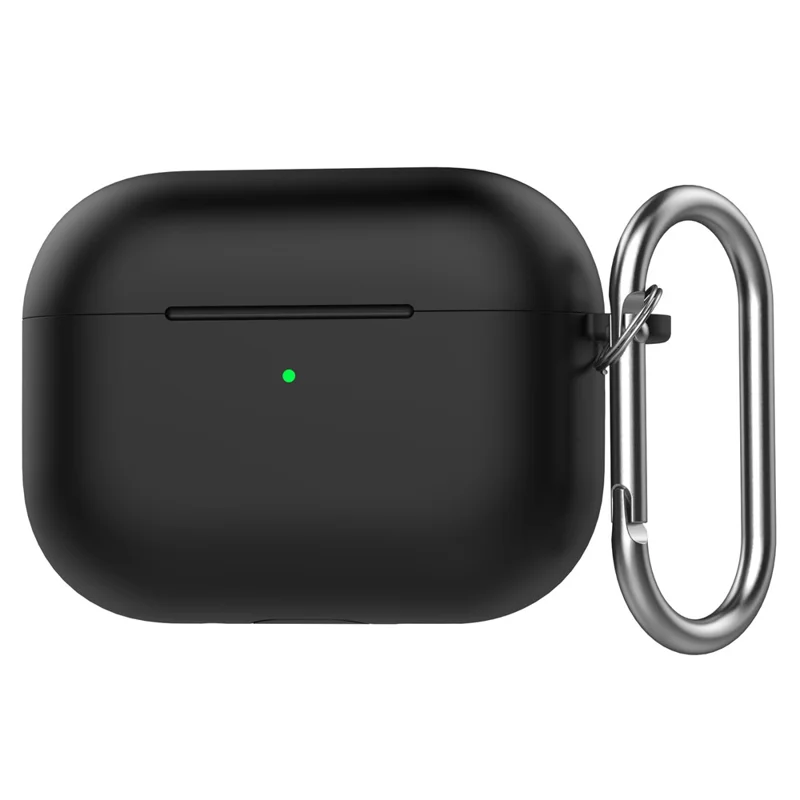 For AirPods Pro 3 Silicone Case 2.3mm Earphone Protective Cover with Carabiner - Black