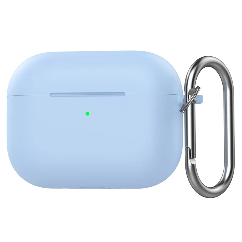 For AirPods Pro 3 Silicone Case 2.3mm Earphone Protective Cover with Carabiner - Sky Blue