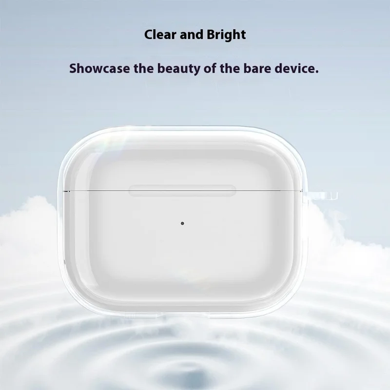 For AirPods Pro 3 Case Clear TPU Shockproof Earphone Protective Cover with Carabiner