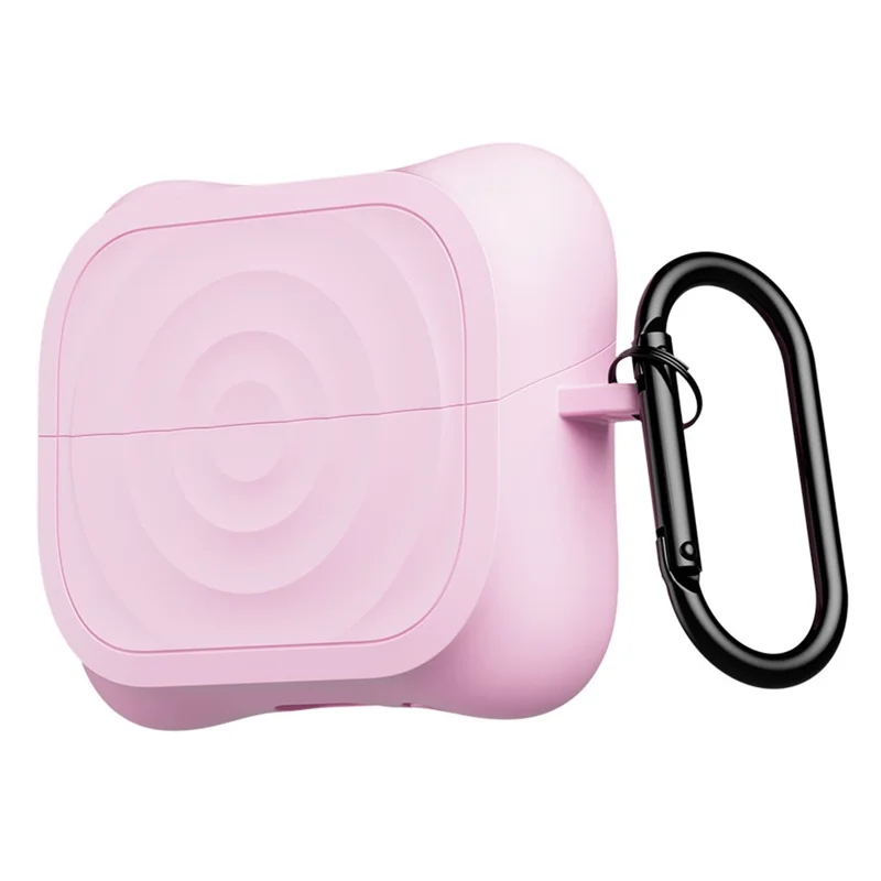 Silicone Case for Samsung Galaxy Buds3 FE / Buds3 Pro / Buds3 Wave Texture Earphone Protective Cover with Carabiner - Pink