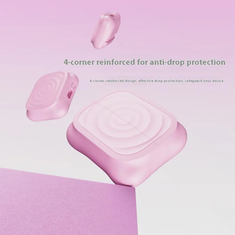 Silicone Case for Samsung Galaxy Buds3 FE / Buds3 Pro / Buds3 Wave Texture Earphone Protective Cover with Carabiner - Pink