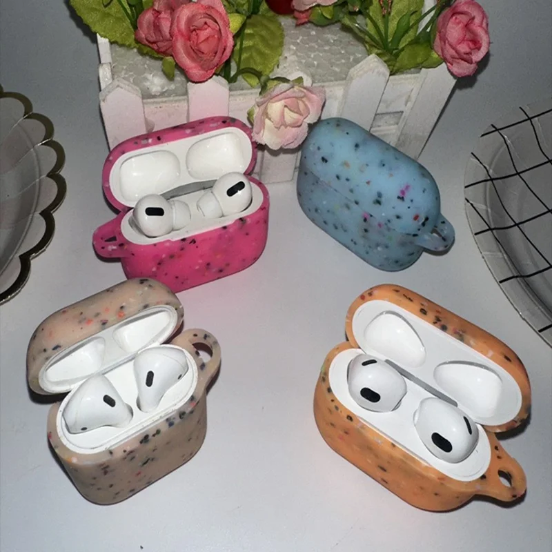 For AirPods Pro 3 Earphone Case Biodegradable TPU Earbuds Luminous Protective Cover with Ring Buckle - Luminous Green