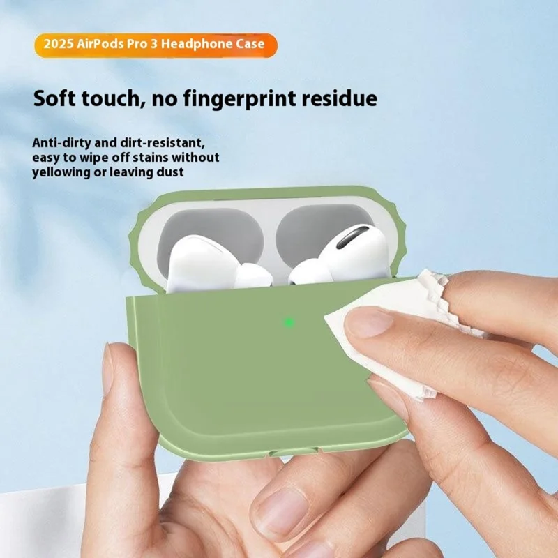 For AirPods Pro 3 Silicone Case Full Protection Earphone Cover with Carabiner - White