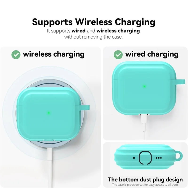 For AirPods Pro 3 Silicone Case Full Protection Earphone Cover with Carabiner - White