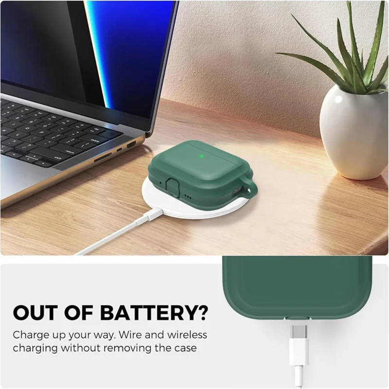 For AirPods Pro 3 Silicone Case Full Protection Earphone Cover with Carabiner - White