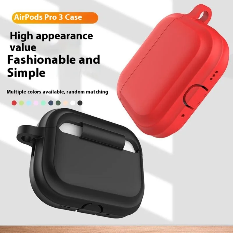 For AirPods Pro 3 Silicone Case Full Protection Earphone Cover with Carabiner - White