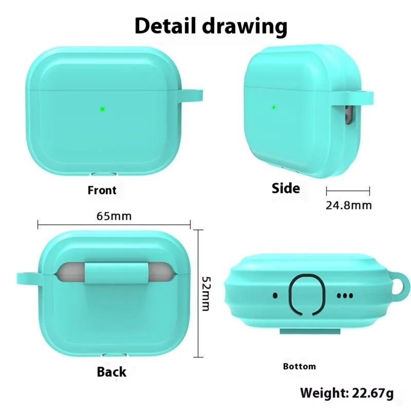 For AirPods Pro 3 Silicone Case Full Protection Earphone Cover with Carabiner - White