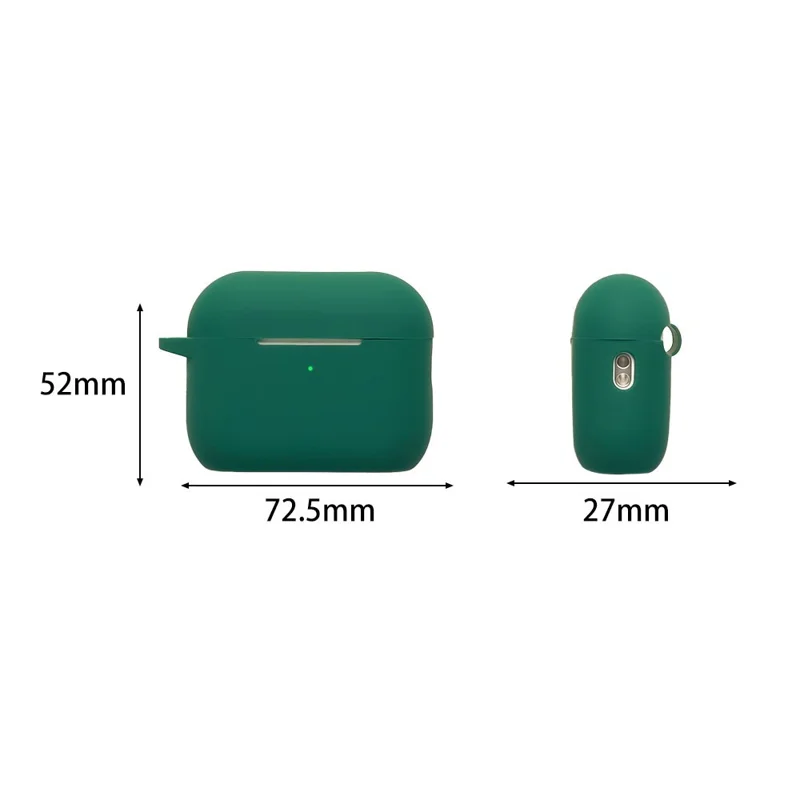 For AirPods Pro 3 Wireless Earbuds Silicone Protective Case with Keychain Shockproof & Anti-Scratch Cover  - Blackish Green