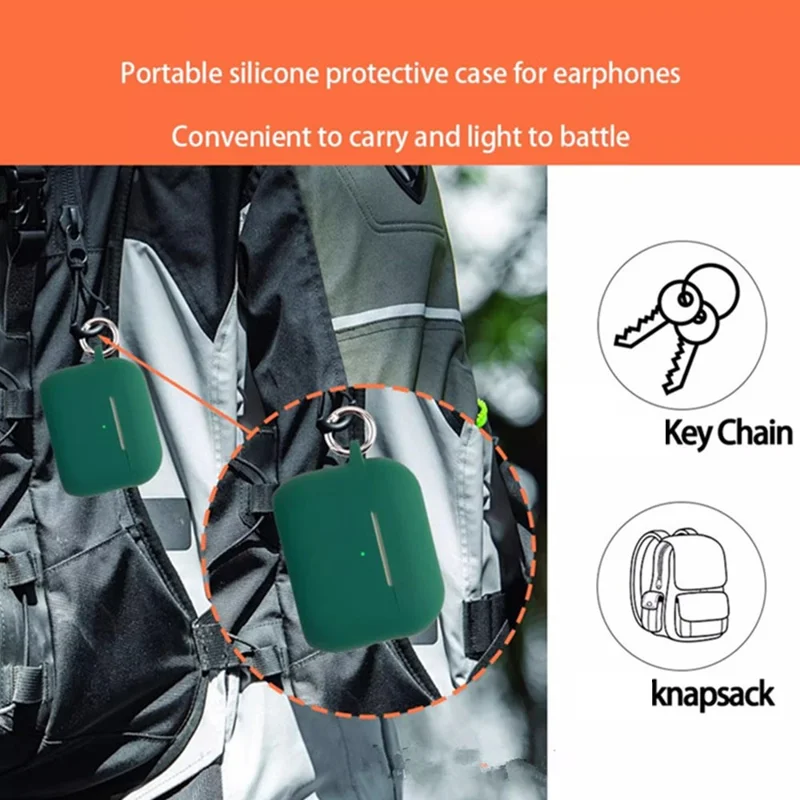 For AirPods Pro 3 Wireless Earbuds Silicone Protective Case with Keychain Shockproof & Anti-Scratch Cover  - Blackish Green