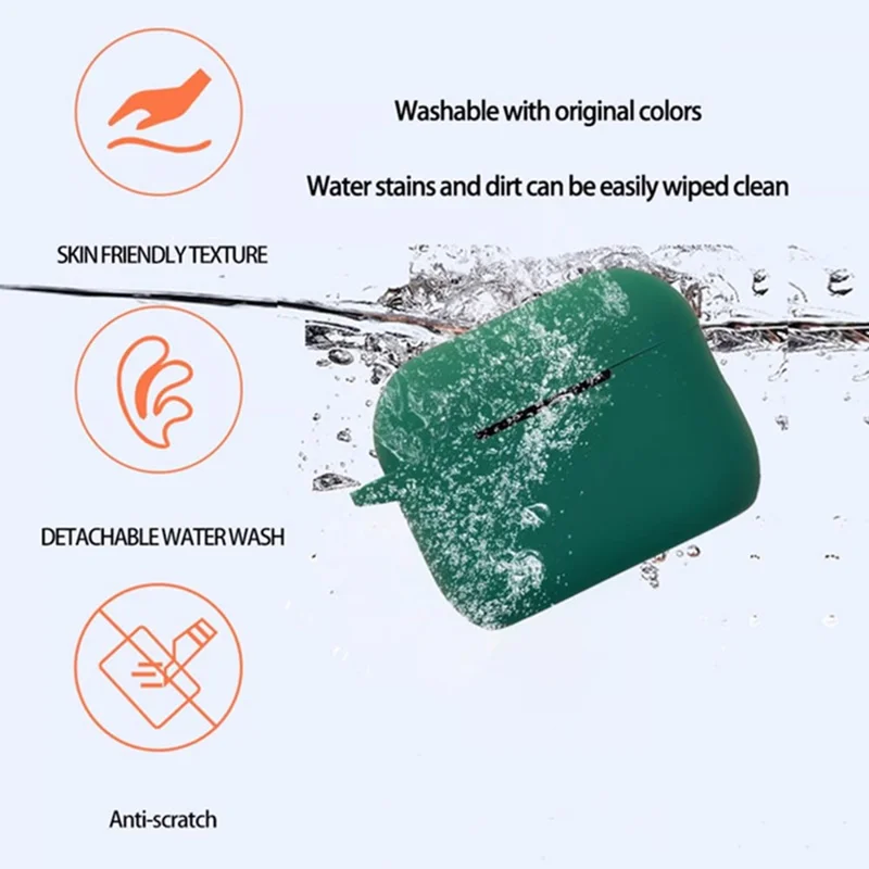 For AirPods Pro 3 Wireless Earbuds Silicone Protective Case with Keychain Shockproof & Anti-Scratch Cover  - Blackish Green