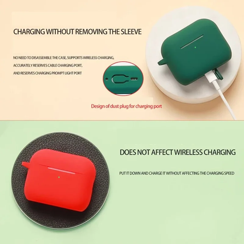 For AirPods Pro 3 Wireless Earbuds Silicone Protective Case with Keychain Shockproof & Anti-Scratch Cover - Transparent