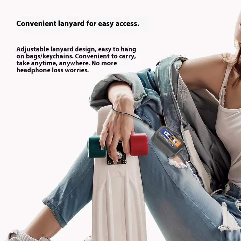 For AirPods 4 Silicone Case Retro Cassette Style Earphone Protective Cover with Strap - Yellow + Blue