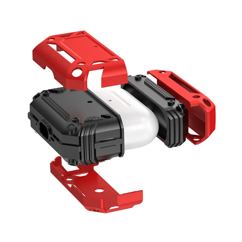 For AirPods Pro 3 Case TPU + PC Earphone Protective Cover with Carabiner - Red