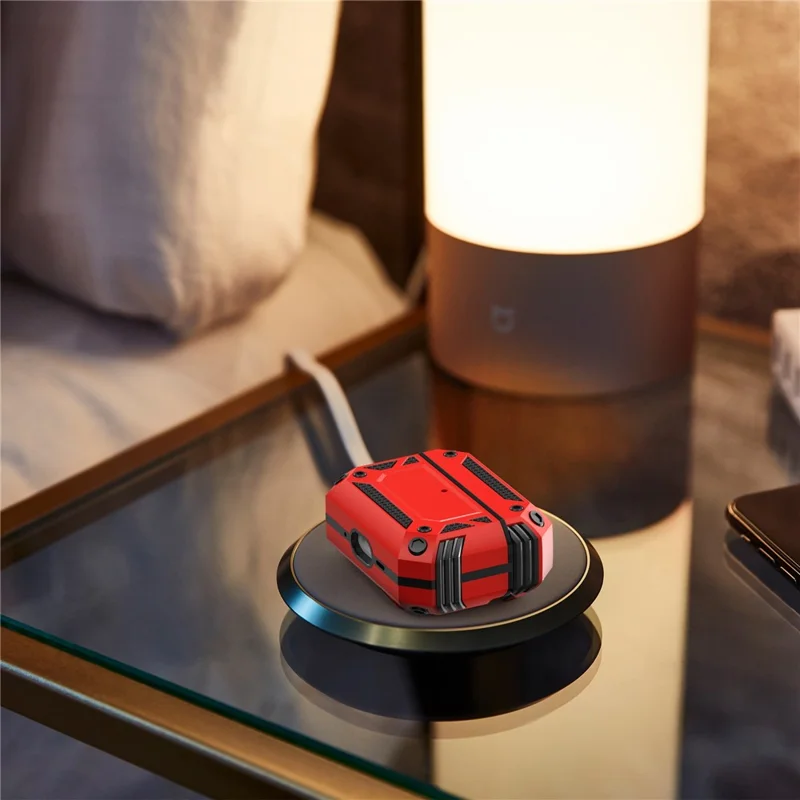 For AirPods Pro 3 Case TPU + PC Earphone Protective Cover with Carabiner - Red