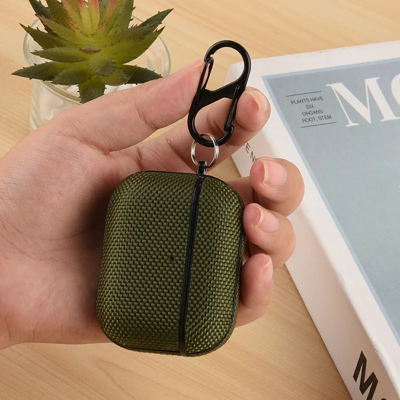 For AirPods Pro 3 Protective Case Nylon Waterproof Earphone Cover with Hanging Buckle - Blue