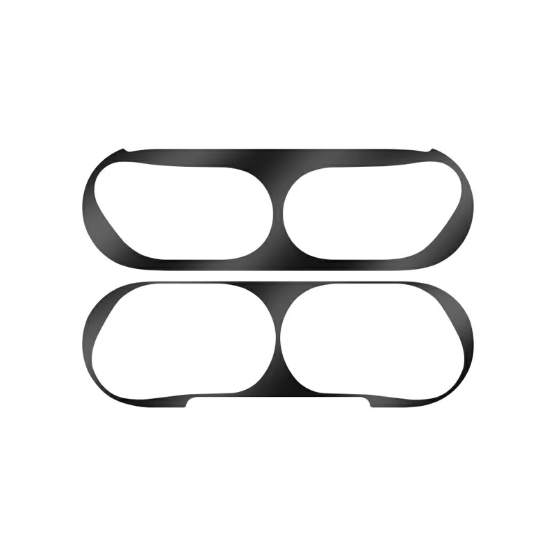 For AirPods Pro 3 Charging Case Bluetooth-Compatible Earbuds Metal Sticker Anti-Dust Protective Decals - Black