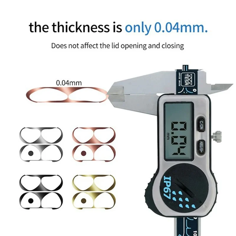 For AirPods Pro 3 Charging Case Bluetooth-Compatible Earbuds Metal Sticker Anti-Dust Protective Decals - Black