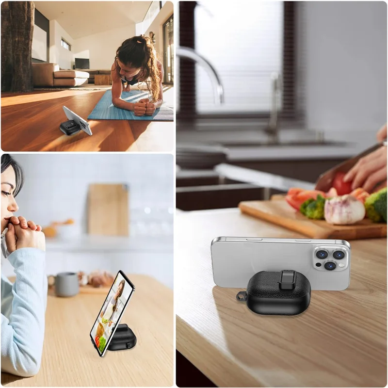 For AirPods Pro 3 Earphone Case with Phone Stand Automatic Lock PC PU Earphone Cover - All Black