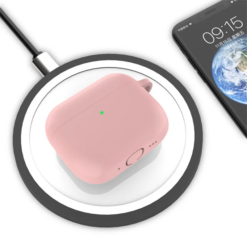 For AirPods Pro 3 Silicone Case Dustproof Protective Cover with Anti Lost Strap and Keychain - Mint Green