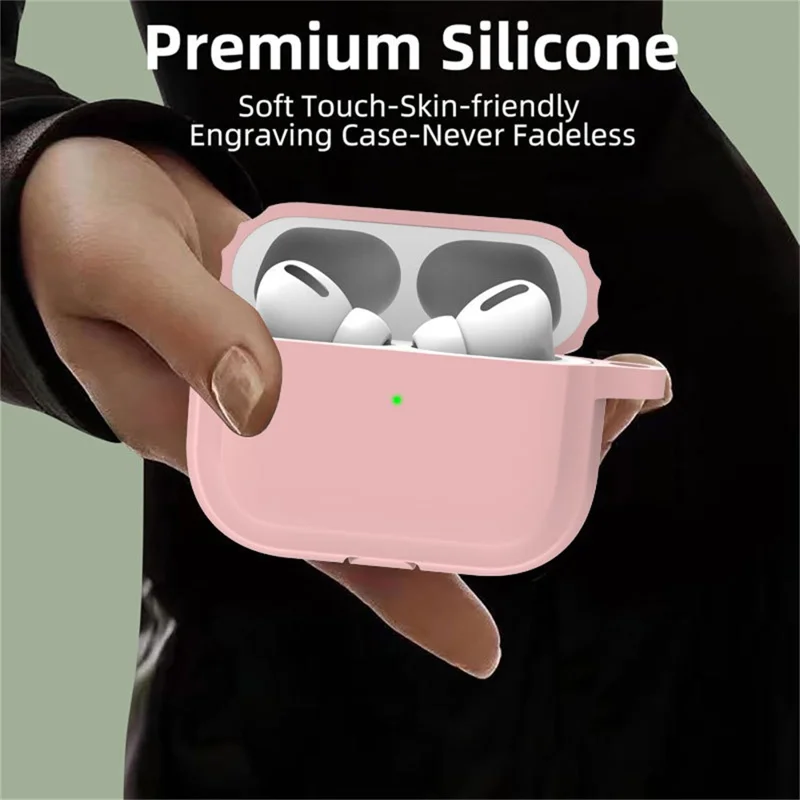 For AirPods Pro 3 Silicone Protective Case Anti Slip Earphone Protective Cover with Keychain - Mint Green