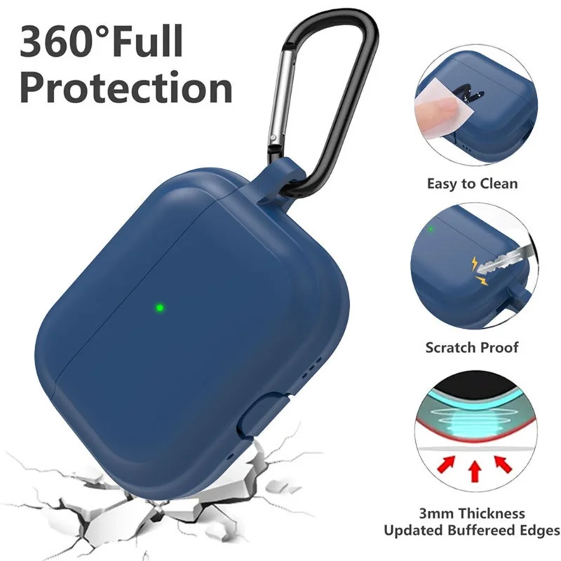 For AirPods Pro 3 Silicone Protective Case Anti Slip Earphone Protective Cover with Keychain - Orange